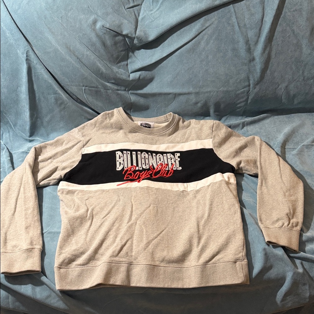 Billionaire Boys Club Gray, Black, and Red Crewneck Sweater